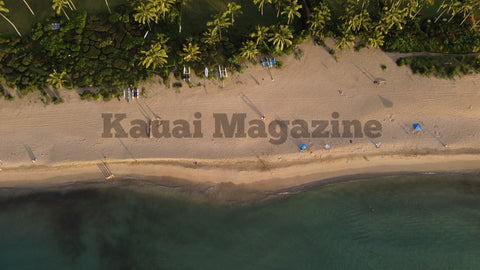 Kauai Digital Photo - Overhead View of Hanalei Beach