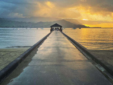 Kauai Digital Photo - Sunset at the Hanalei Pier
