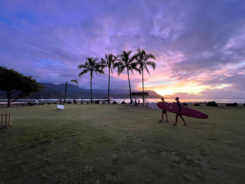Kauai Digital Photo - Surfers at Hanalei Bay